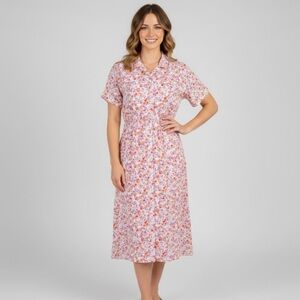 Time and Tru Floral Button Down Shirt Dress Medium (8-10)